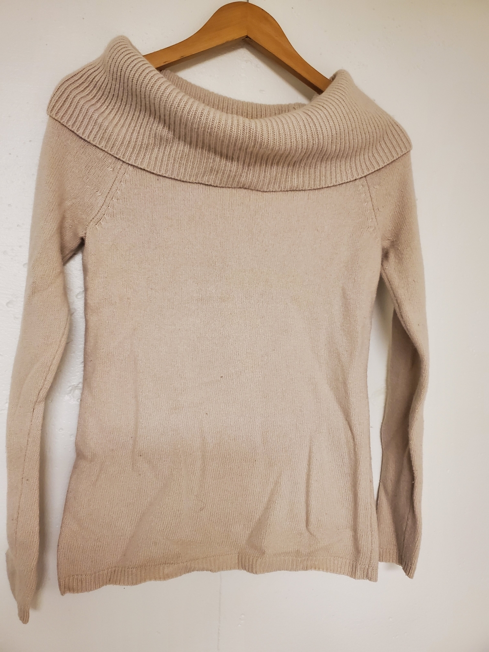 Ann Taylor Light Cream Cowl-Neck Sweater